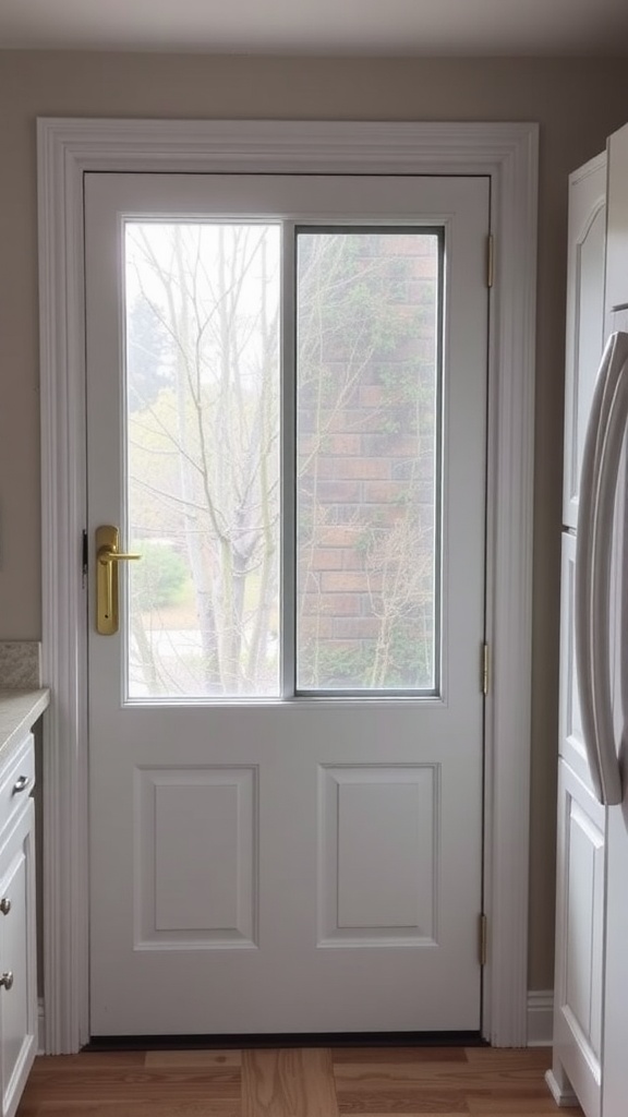 A kitchen door showing potential entry points for gnats.